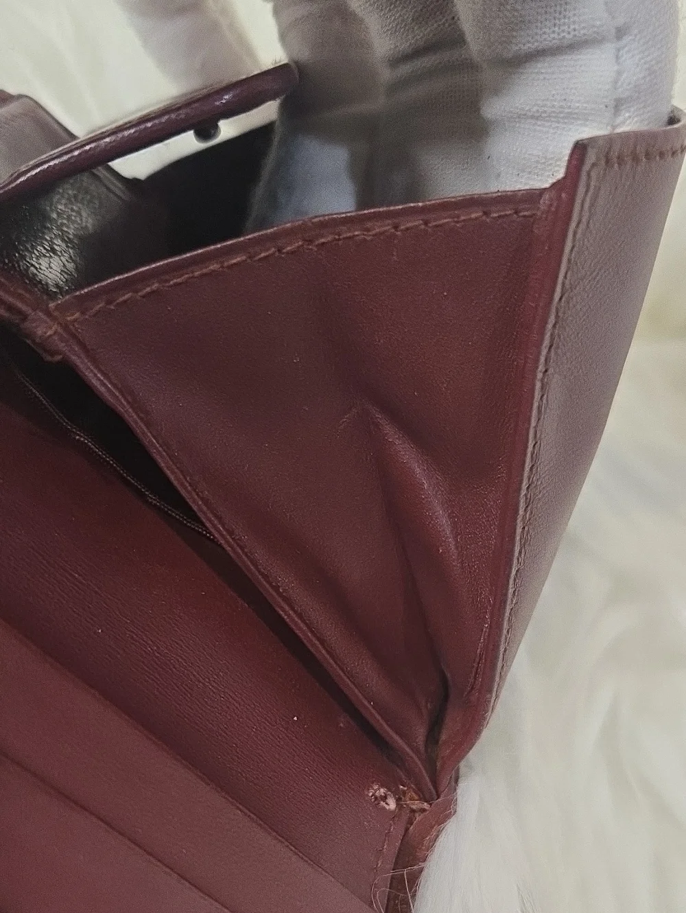 Cartier Vintage Burgundy Bi-fold Wallet With Coin Pocket